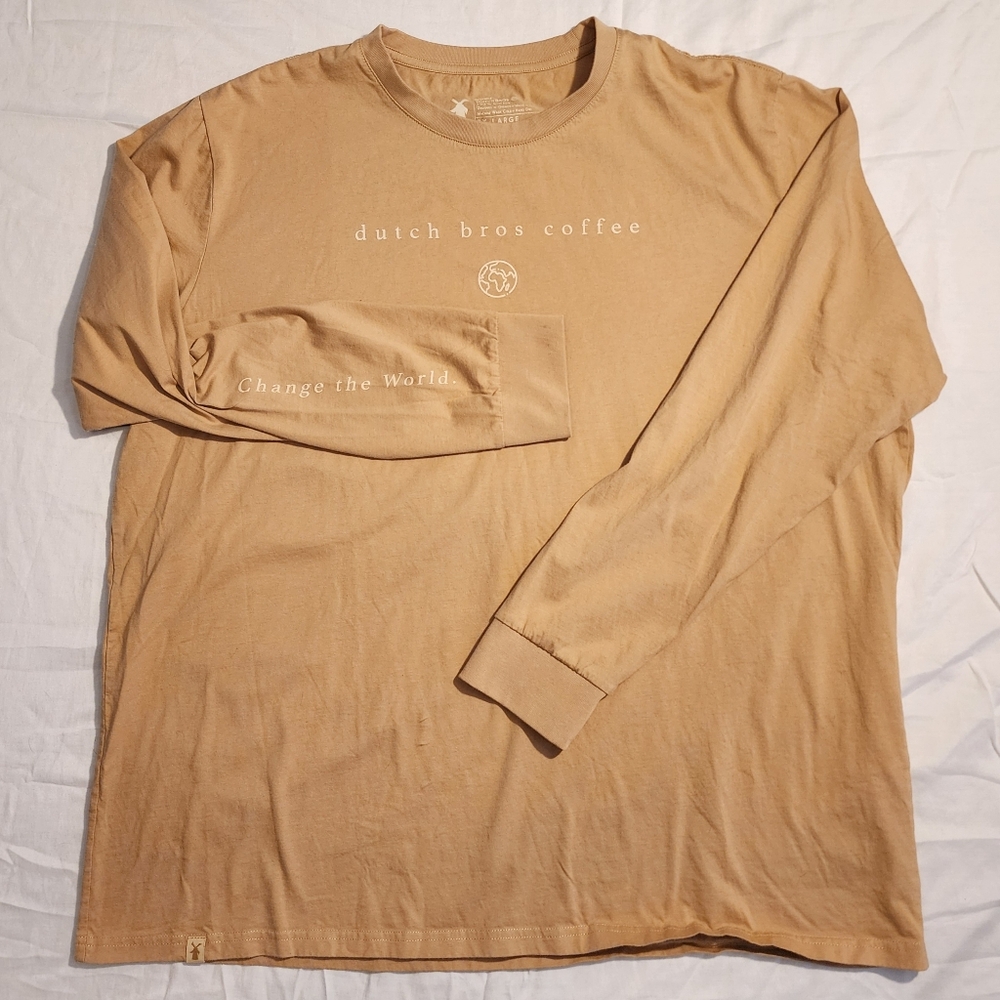 Tan 2XL Dutch Bros change the world long sleeve